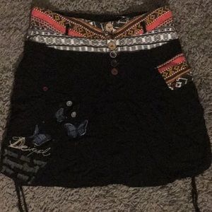 Desigual Black and Multicolor Mini Skirt
